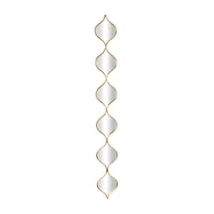 51 in. x 6 in. Slim Stacked Chain 6 Layer Asymmetrical Framed Gold Wall Mirror with Tear Drop Pattern