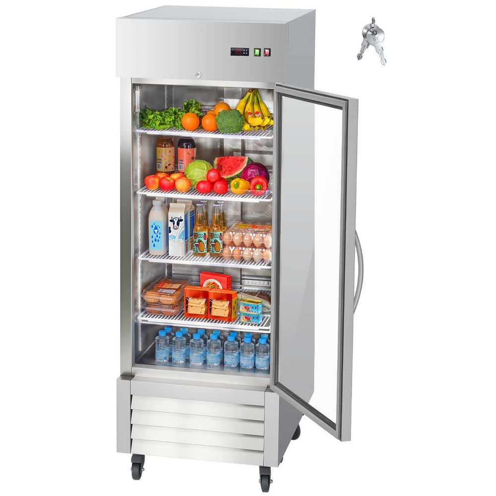22 cu.ft Commercial Refrigerator, Upright Single Door, Auto-Defrost, Stainless Steel, 4-Shelves, 33 to 50â„‰ Temp Silver