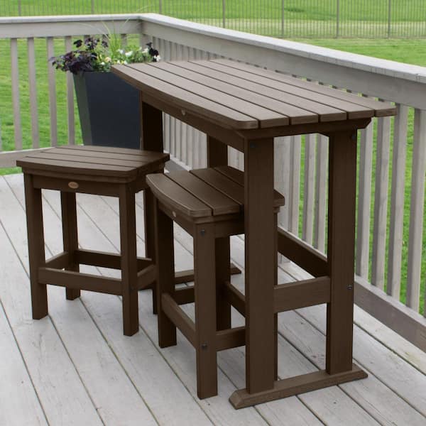 Lehigh Weathered Acorn 3-Piece Plastic Rectangular Counter Height Outdoor Dining Set