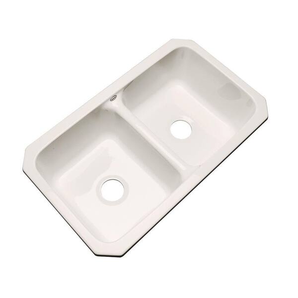 Thermocast Newport Undermount Acrylic 33 in. 0-Hole Double Bowl Kitchen Sink in Bone