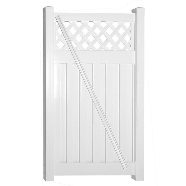 Weatherables Clearwater 4 ft. W x 5 ft. H White Vinyl Privacy Fence Gate Kit