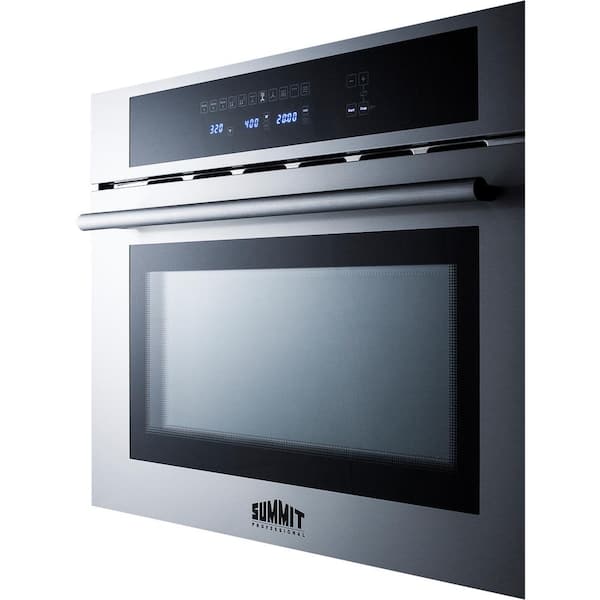 Summit Appliance 24 in. Single Electric Wall Oven with Speed Cook and Convection in Stainless Steel, Silver