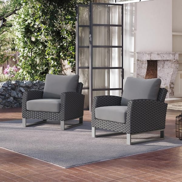 NEW CLASSIC HOME FURNISHINGS New Classic Furniture Fiji Wicker Patio Lounge Chair with Gray Cushion (2-Pack)