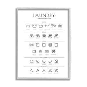 "Laundry Cleaning Symbols Minimal Design" by Martina Pavlova Framed Typography Wall Art Print 24 in. x 30 in.