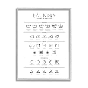 "Laundry Cleaning Symbols Minimal Design" by Martina Pavlova Framed Typography Wall Art Print 11 in. x 14 in.