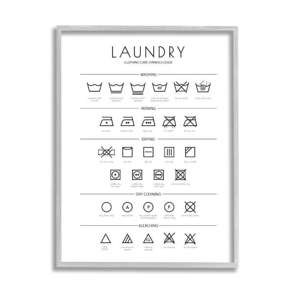 Stupell Industries "Laundry Cleaning Symbols Minimal Design" by Martina Pavlova Framed Typography Wall Art Print 11 in. x 14 in.