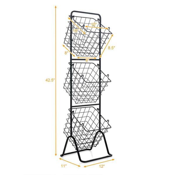 Wall Sticky for Hanging for Painted Walls Fruit Stand 3 Tier with Banana Hook Outdoor Kitchen Cart with Wheels and Stainless Steel Top Hooks for Home