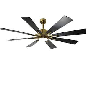 60 in. Integrated LED Indoor Black and Gold 8 Blades Ceiling Fan with Light