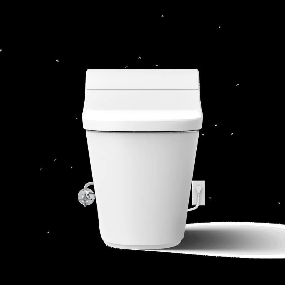 White Elongated One-Piece Smart Toilet with Dual Flush
