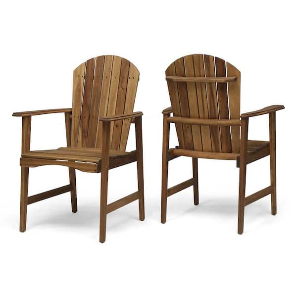 Tunearary Weather Resistant Acacia Wood Brown Outdoor Adirondack Dining Chairs for Backyard Furniture 2-Piece Set