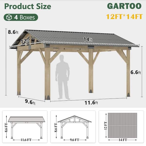 COVERONICS Outdoor 12 ft. x 14 ft. Slope Wooden Gazebo with
