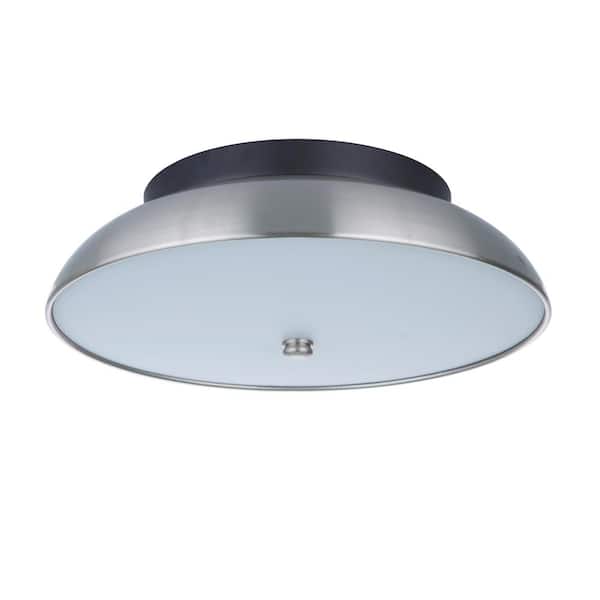 CRAFTMADE Soul 12.5 in. 1-Light Flat Black/Brushed Nickel Integrated LED Flush Mount Ceiling Light with Frosted Acrylic Shade