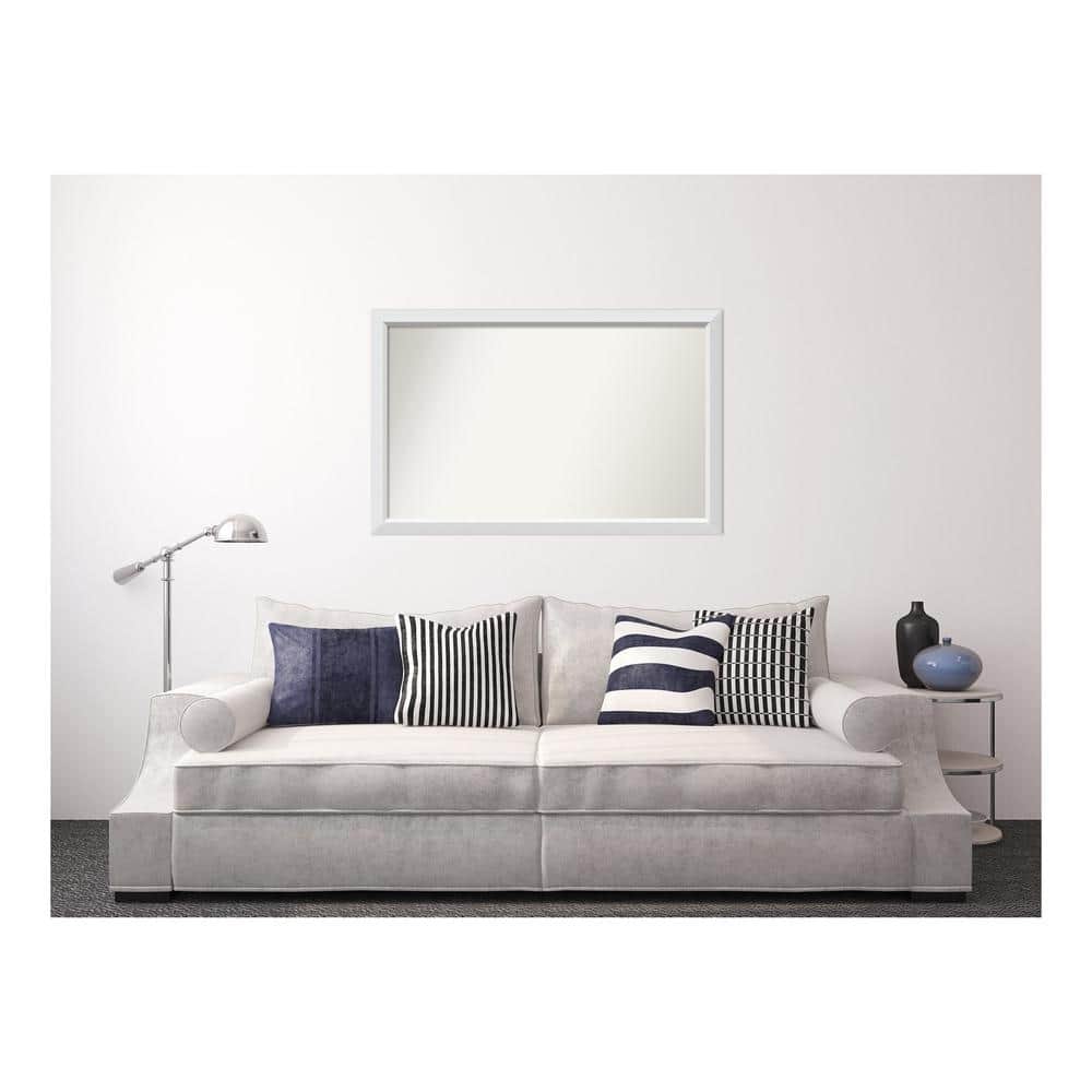 Blanco White 50.25 in. x 32.25 in. Custom Non-Beveled Wood Framed Bathroom 