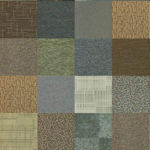 Kaleidoscope Collection Multicolor Assorted Loop Commercial 24 in. x 24 in. Carpet Tile (12-Tiles / Case)