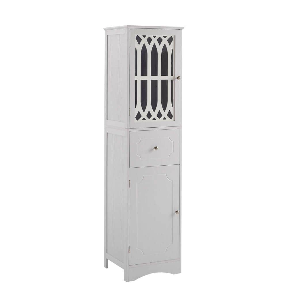 16.50 in. W x 14.20 in. D x 63.80 in. H White Freestanding Tall Bathroom Li