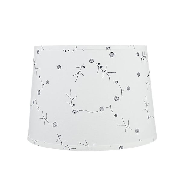 Aspen Creative Corporation 14 in. x 10 in. White with White Printed Flower Pattern Hardback Empire Lamp Shade
