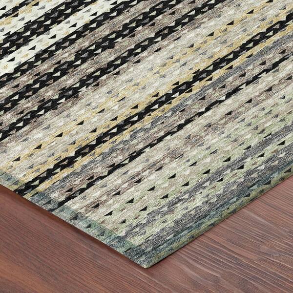 Chantille Machine Washable Indoor/Outdoor Abstract ACN2823 Black 10 ft. x 14 ft. Area Rug
