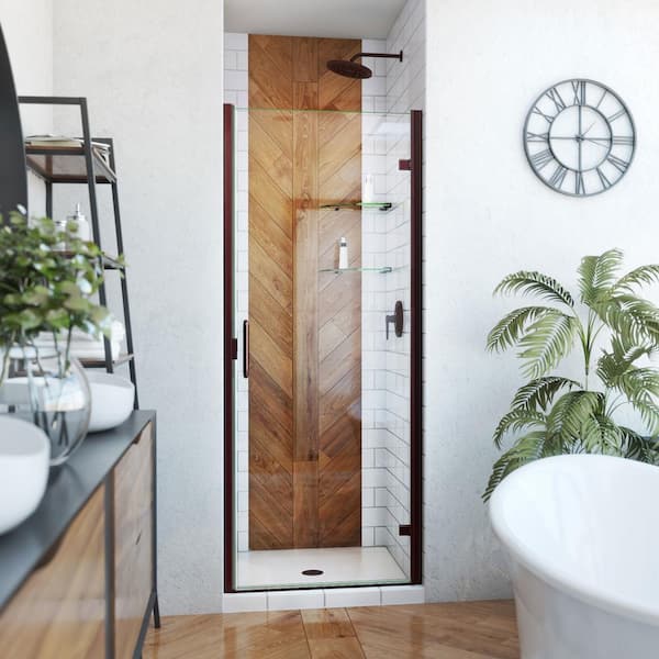 DreamLine Alliance Swing 30 in. W x 72-5/8 in. H Semi-Frameless Swing Shower Door in Oil Rubbed Bronze and Clear Glass