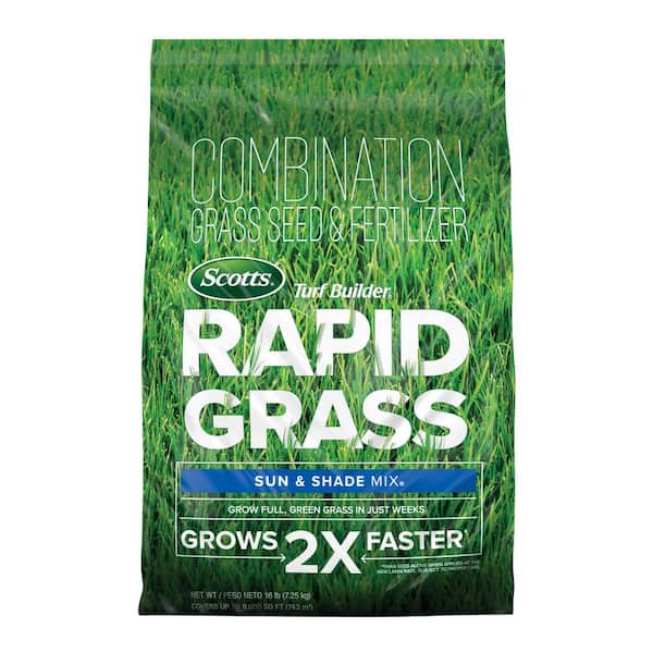Turf Builder 16 lbs. Rapid Grass Sun & Shade Mix Combination Seed and Fertilizer Grows Green Grass in Just Weeks
