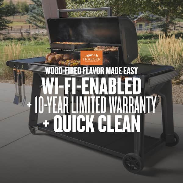 Woodridge Pro BBQ Wi-Fi Wood Pellet Grill and Smoker in Black