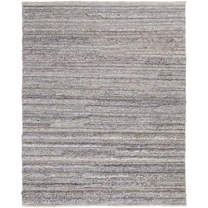 10 X 14 Taupe and Ivory Striped Area Rug