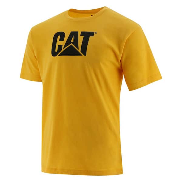 Caterpillar Logo Men's 2X-Large Yellow Cotton Short Sleeve T-Shirt