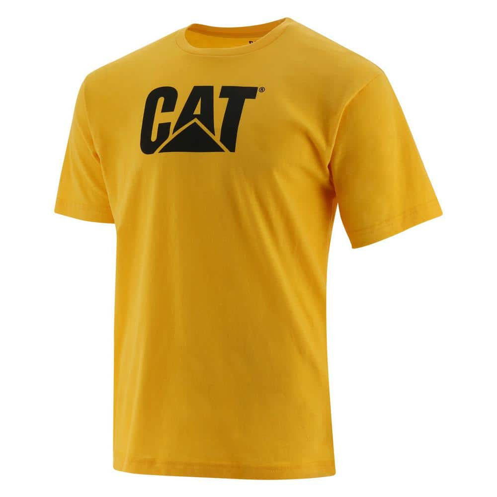 Caterpillar Logo Men's Medium Yellow Cotton Short Sleeve T-Shirt