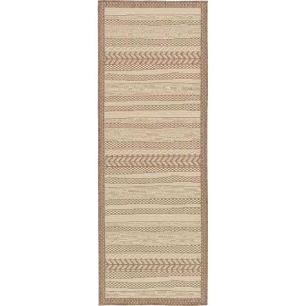 Unique Loom Outdoor Lines Beige 2 ft. 2 in. x 6 ft. Runner Rug