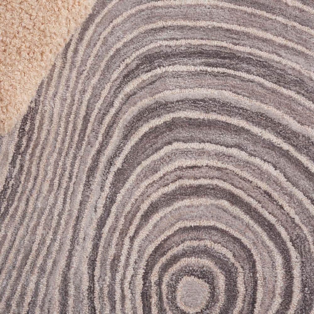Gray Abstract Tufted Handmade Wool Area Rug, 8' x 10'