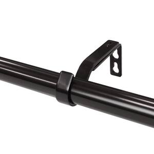 84 in. - 120 in. Telescoping 5/8 in. Single Curtain Rod Kit in Brown with Ball Finials