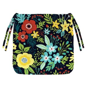 16 in. L x 16 in. W x 2.5 in. T Outdoor Seat Cushion in Black Floral