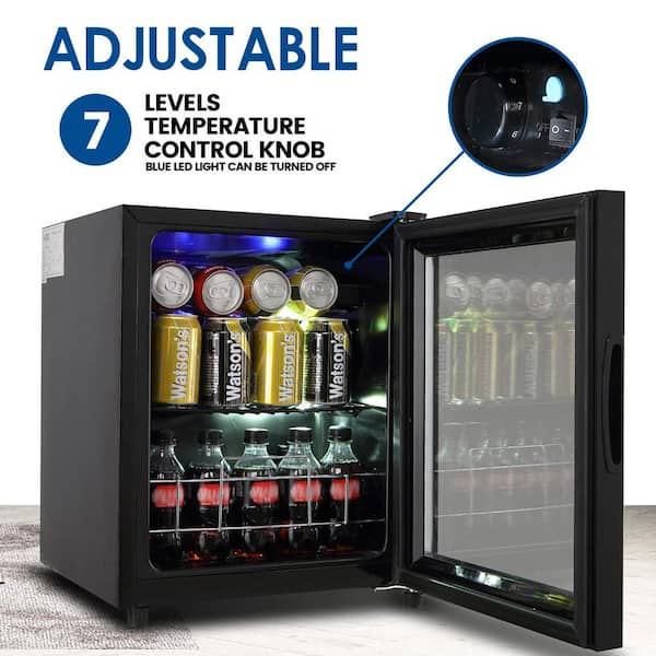 Gymax 60 Can Beverage Refrigerator Beer Wine Soda Drink Cooler Mini Fridge  Glass Door 