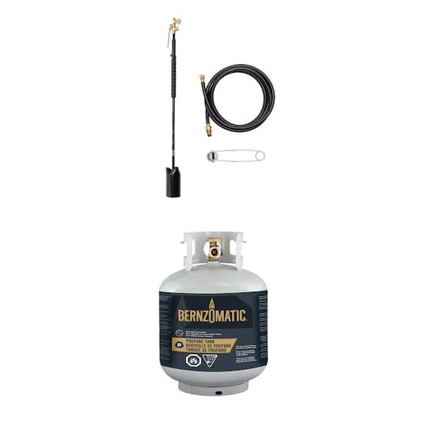 Firestarter Blaze Torch with Adjustable Wide Brush Flame and Spark Lighter and 20 lbs. Empty Propane Tank Combo