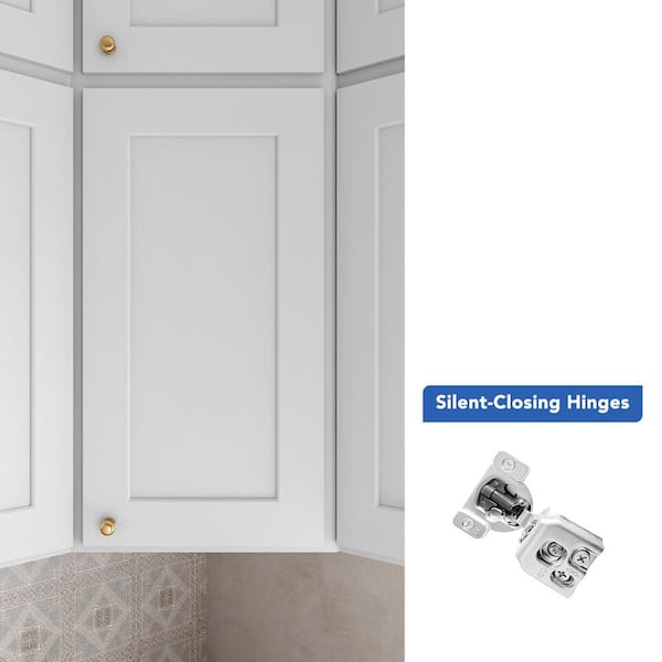 24 in. W x 12 in. D x 30 in. H Ready to Assemble Solid Wood Shaker Wall Diagonal Kitchen Cabinet in White