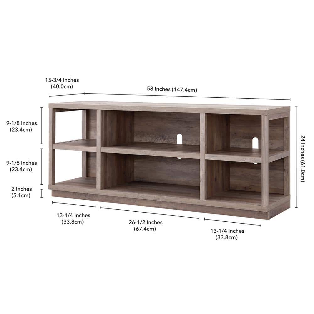 Freya Gray Oak 70-in Modern Metal Frame TV Stand