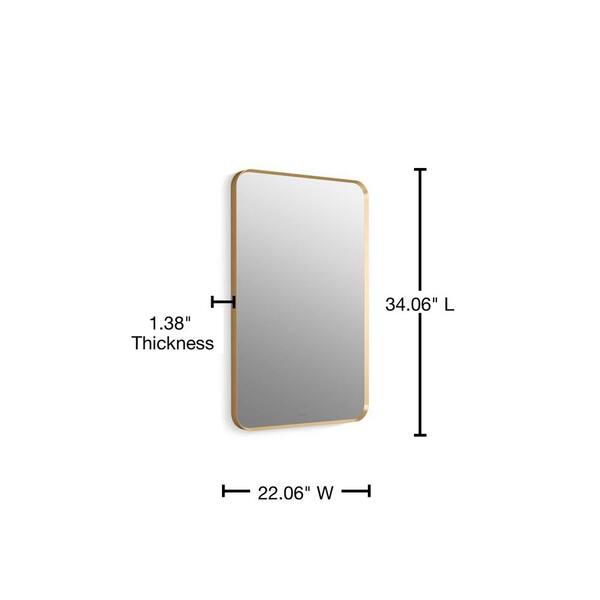 KOHLER Essential 22 in. W x 34 in. H Rectangle Framing Wall Mirror with Modern Brushed Gold
