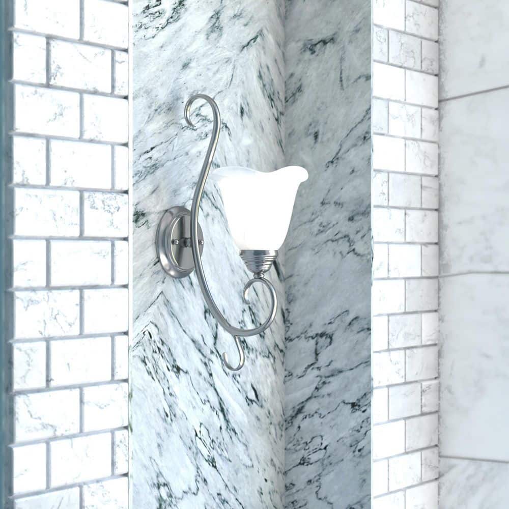 Bella Brushed Nickel Vanity Light with Alabaster Glass Shade