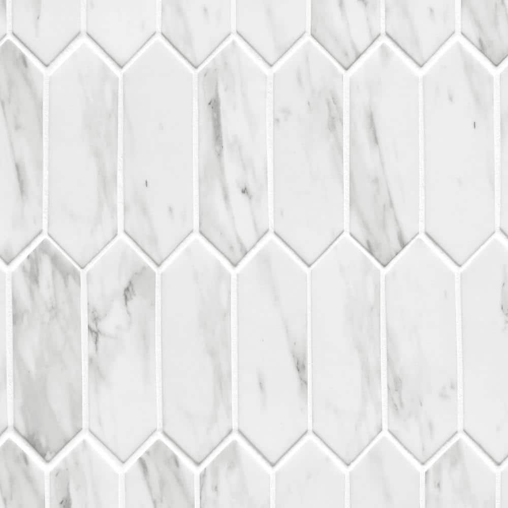 10.9" x 9.5" White Calacatta Recycled Glass Hexagon Mosaic Tile