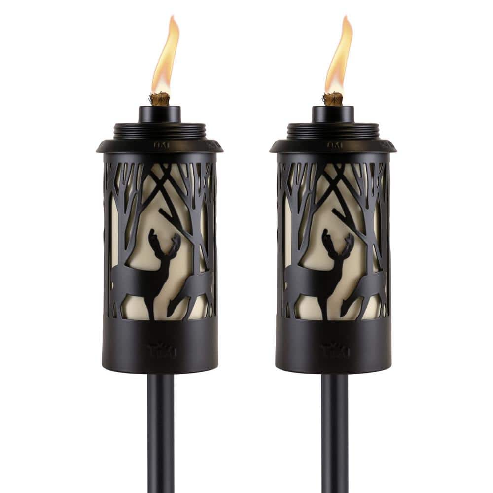 TIKI Easy Install 64.5 in. Torch Hunter Metal Tan and Black (2Pack) 1123123 The Home Depot