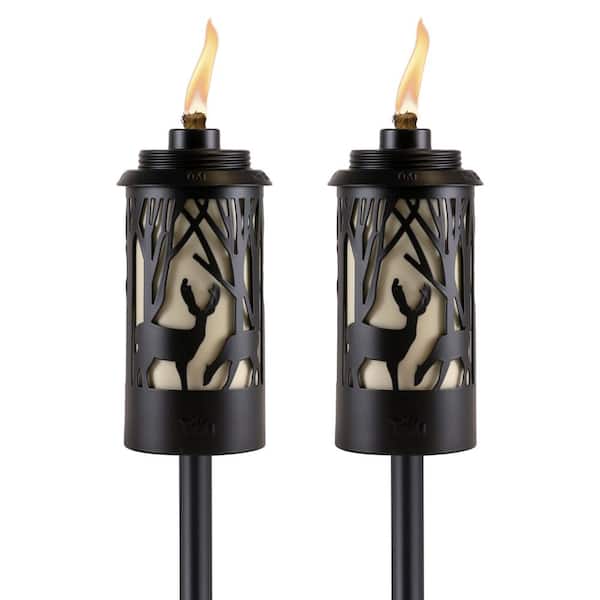 TIKI Easy Install 64.5 in. Torch Hunter Metal Tan and Black (2-Pack)