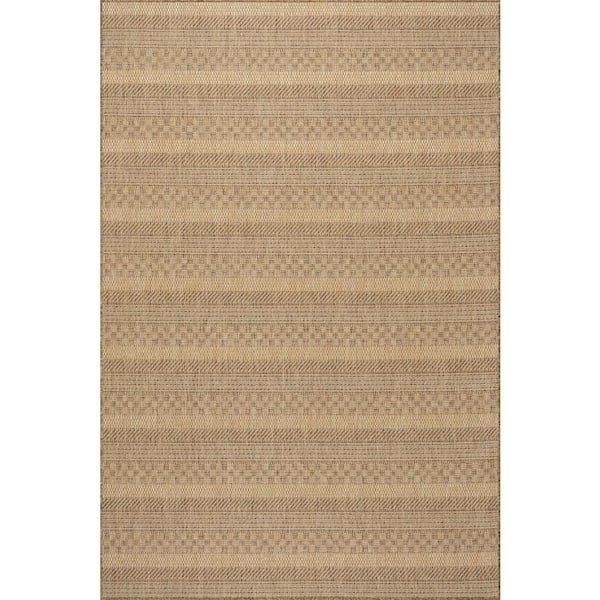Lysette Striped Light Brown 8 ft. x 10 ft. Outdoor Area Rug