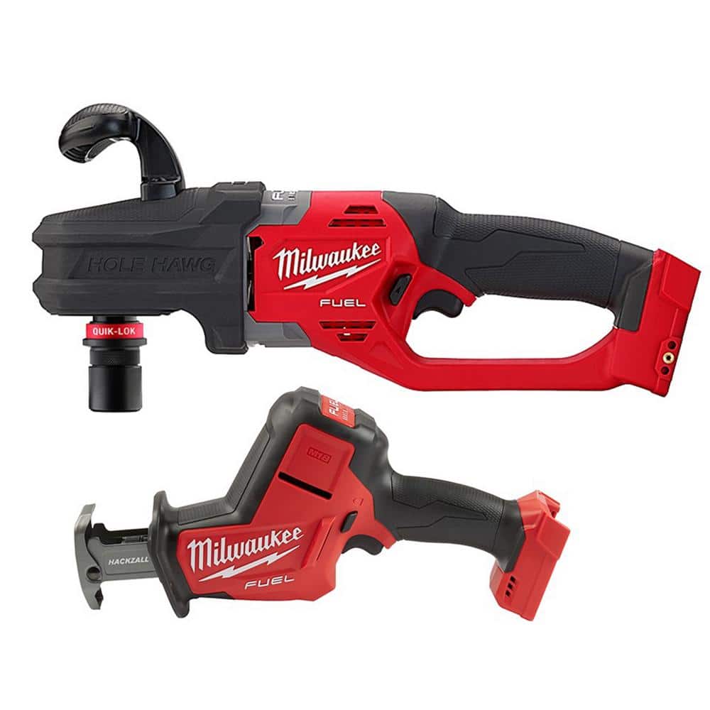 Milwaukee M18 FUEL 18V Lithium-Ion Brushless Cordless Hole Hawg 7/16 in. Right  Angle Drill W/Quick-Lok with M18 FUEL Hackzall 2808-20-2719-20 The Home  Depot