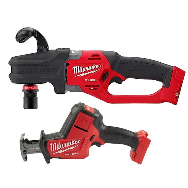 Milwaukee M18 FUEL 18V Lithium-Ion Brushless Cordless Hole Hawg 7/16 in. Right Angle Drill W/Quick-Lok with M18 FUEL Hackzall