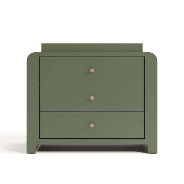 Graco Read-with-Me 3 Drawer Chest with Bookshelves and Removable Changing Topper Olive/Driftwood