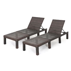 Jamaica Multi-Brown Faux Rattan Adjustable Outdoor Chaise Lounge (2-Pack)
