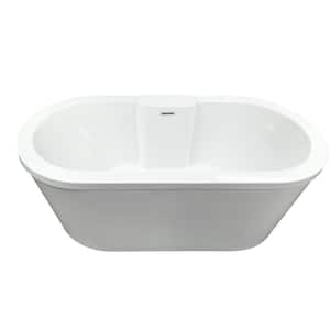 Eveline 66 in. Flatbottom Freestanding Air Bath Bathtub in White