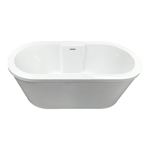 Eveline 72 in. Flatbottom Non-Whirlpool Freestanding Bathtub in White