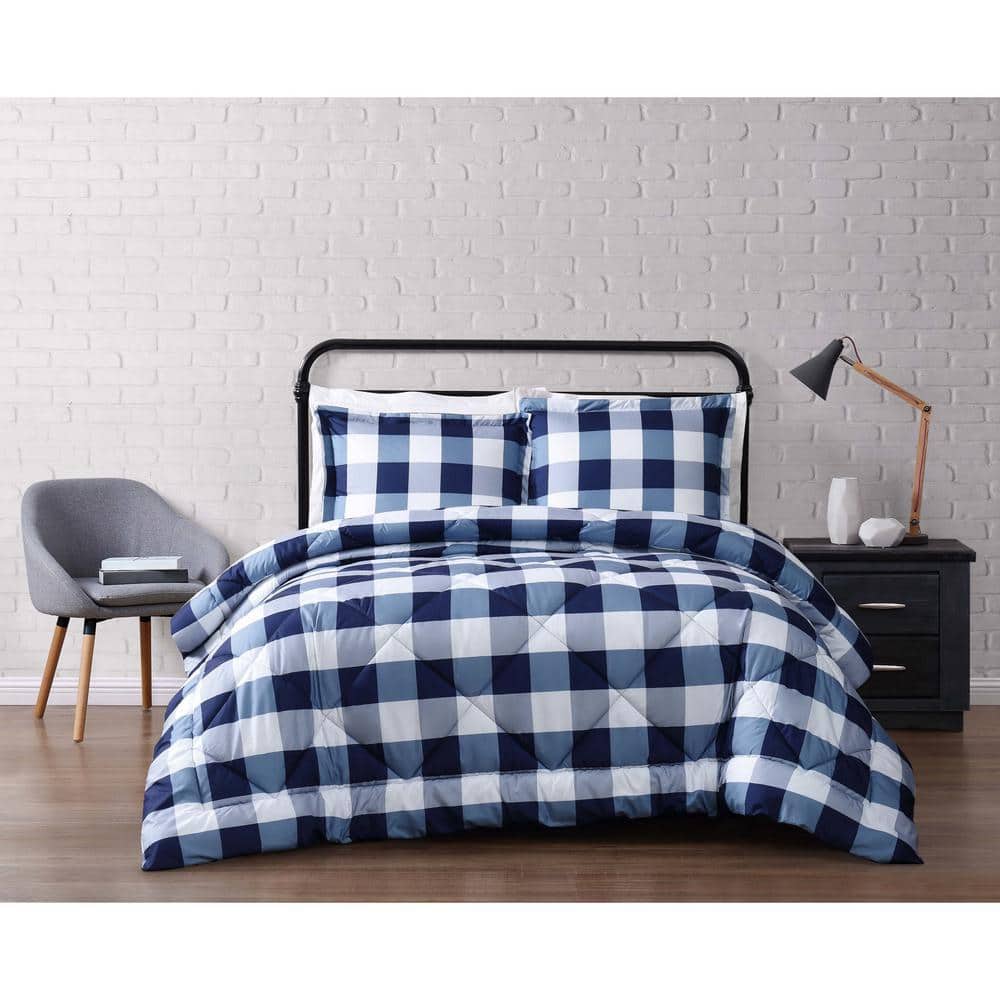 Truly Soft Buffalo 1 Piece Navy And, Navy Blue And White Queen Bedding