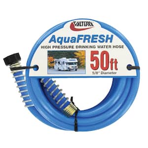 AquaFresh High Pressure Drinking Water Hose with Hose Savers - 5/8 in. x 50 ft., Blue
