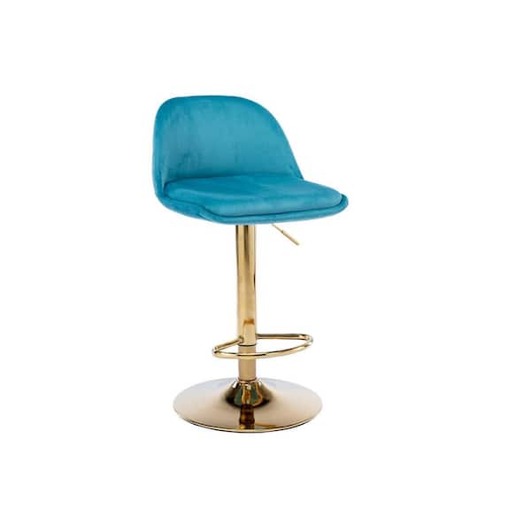 ANBAZAR Vintage Blue Adjustable Velvet Upholstery Dining Chair (Set of 1) Counter Height Dining Chair with Back and Footrest